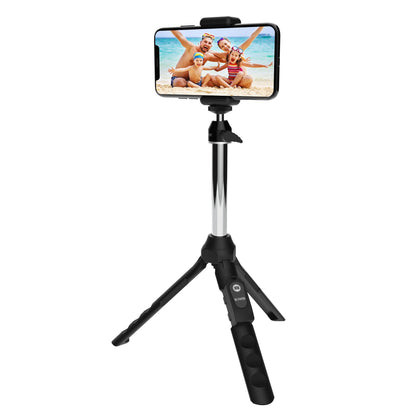 6-In-1 Multi Selfie Tripod with Smartphone & Gopro Mount, Rechargeable Wireless Remote - Black